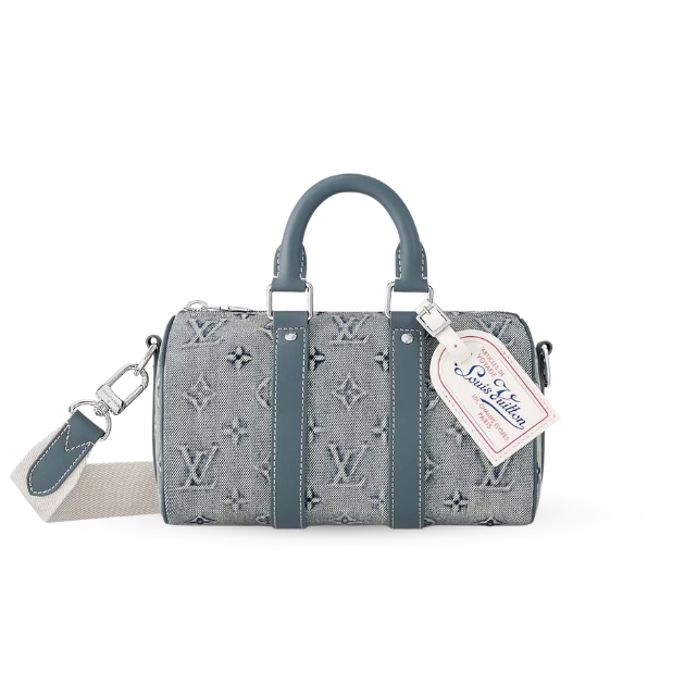 Louis Vuitton Monogram Washed Denim Keepall Bandouliere 50 Blue duffle.