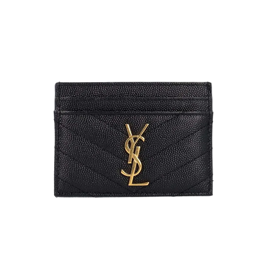 YSL CASSANDRE MATELASSÉ card case in grain de poudre leather GOLD