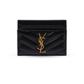 YSL CASSANDRE MATELASSÉ card case in grain de poudre leather GOLD