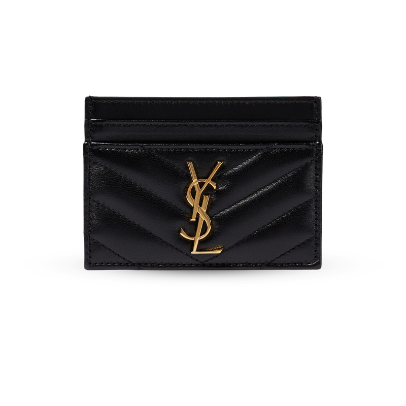 YSL CASSANDRE MATELASSÉ card case in grain de poudre leather GOLD